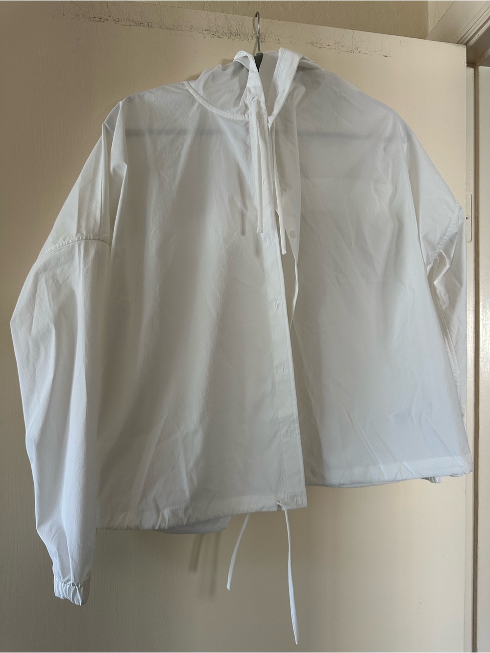 Athleta White Cotton Hooded Lightweight Jacket